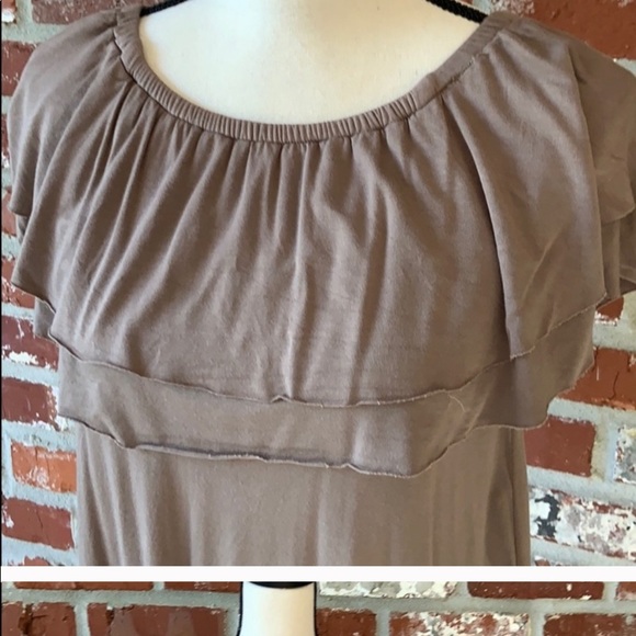132. Soft Surroundings Double Ruffle Top in Brown - Picture 2 of 7